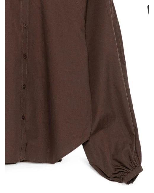 Closed Brown Cotton Buttoned Raglan Shirt