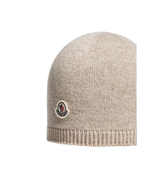 Moncler White Logo Beanie Hat