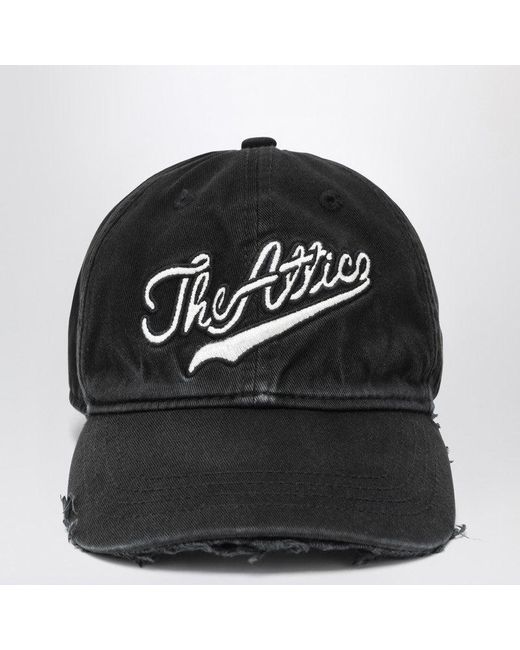 The Attico Black Vintage-Effect Baseball Cap