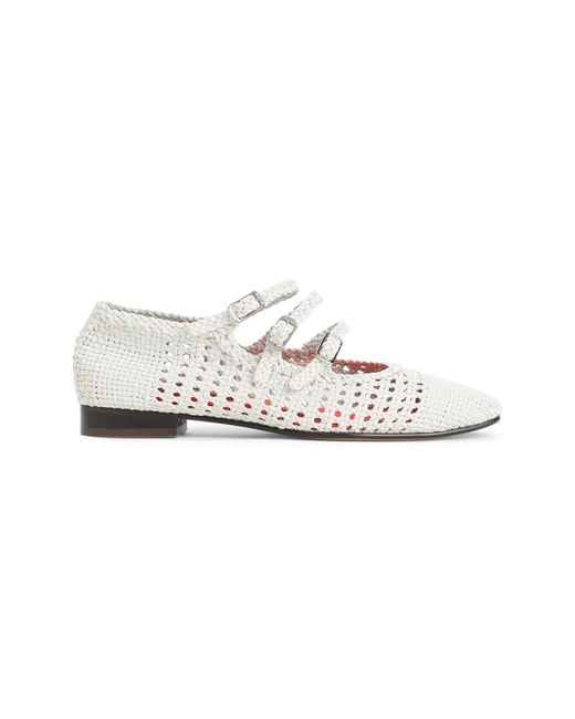 CAREL PARIS White Ariana S. Braided Leather Ballerinas
