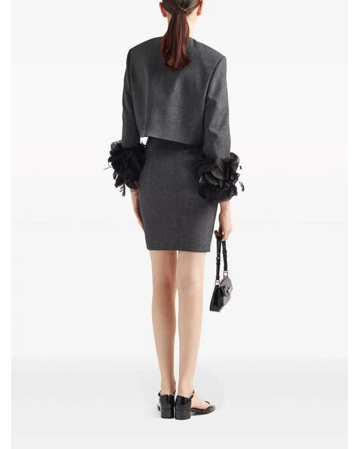 Prada Gray Cropped Jacket With Feather