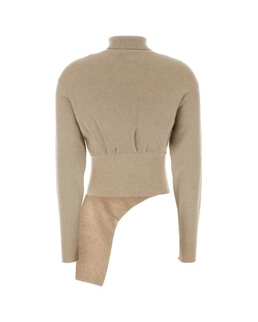 Lanvin Natural Maglione Drappeggiato