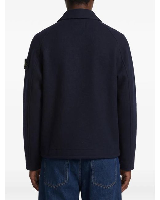 Stone Island Blue Rws Fleece Knit Jacket for men