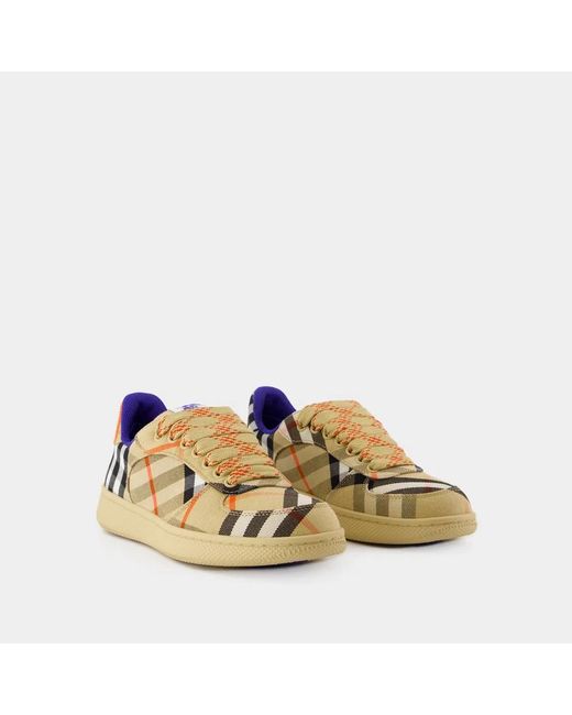 Burberry Yellow Embroidered Canvas Terrance Sneakers