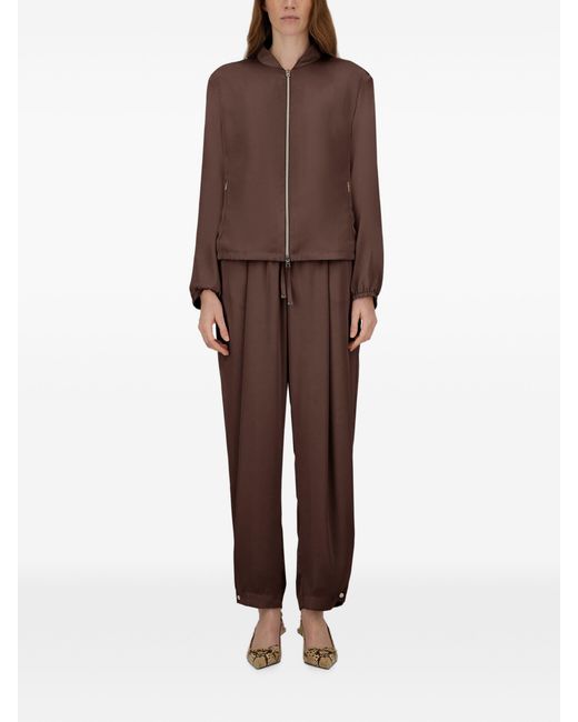 Herno Brown Zip Up Satin Jacket