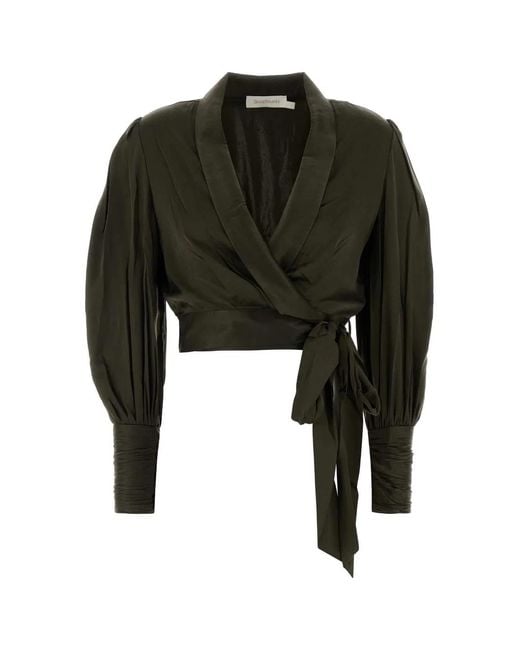 Zimmermann Black Silk Wrap Top