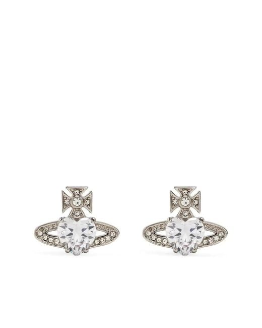 Vivienne Westwood White Ariella Heart Shaped Stone Earrings