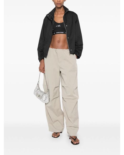 Balenciaga Black Logo-Print Cropped Tank Top
