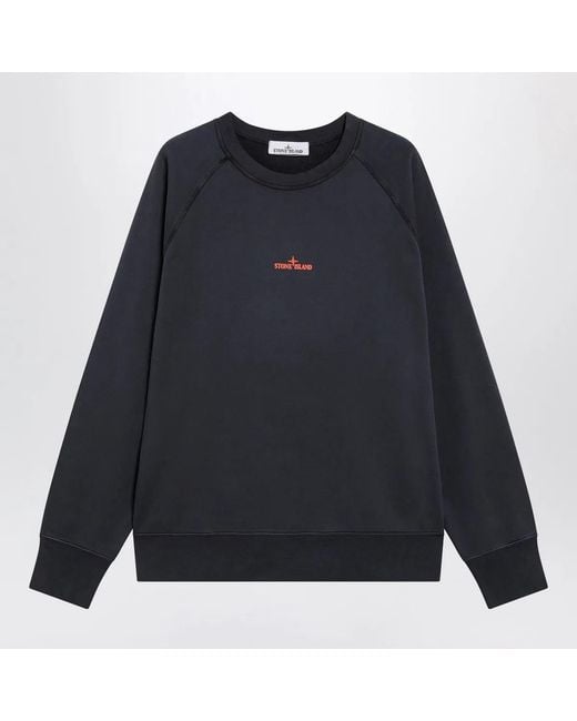 Stone Island Blue Cotton Sweatshirt With Logo Prints for men