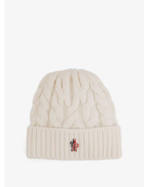 Moncler Natural Virgin Wool Beanie Hat