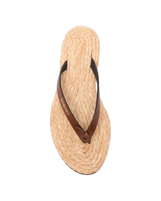 Saint Laurent Multicolor Woven-Sole Leather Sandals
