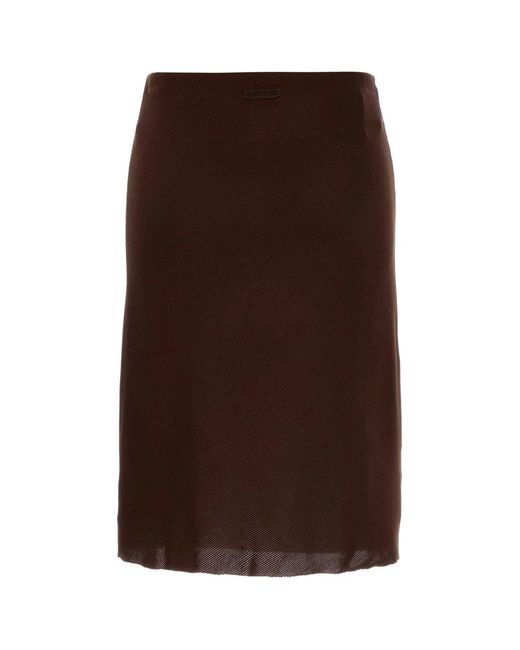Miu Miu Brown Silk Skirt