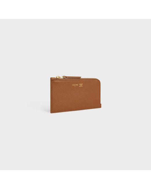 Céline Brown Logo Zipped Card Holder