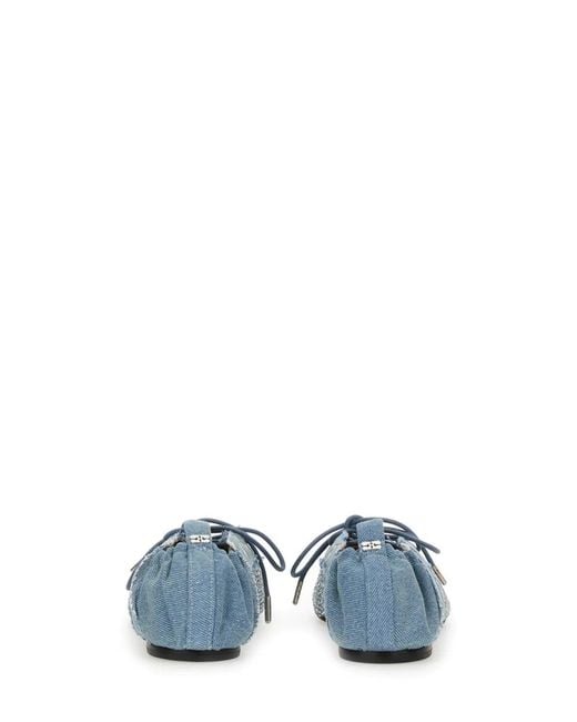 Ganni Blue Lace-Up Ballerina