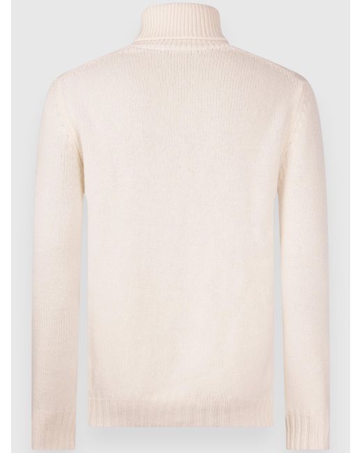 Gran Sasso White Cabled Super Geelong Turtleneck for men