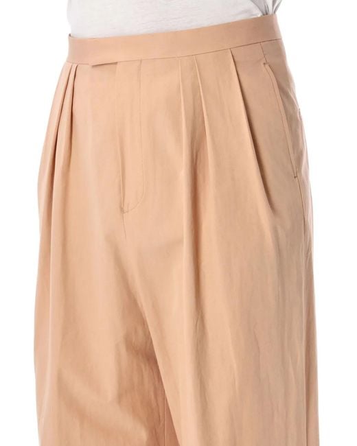 Dries Van Noten Natural Pleated Cotton Poplin Pants for men