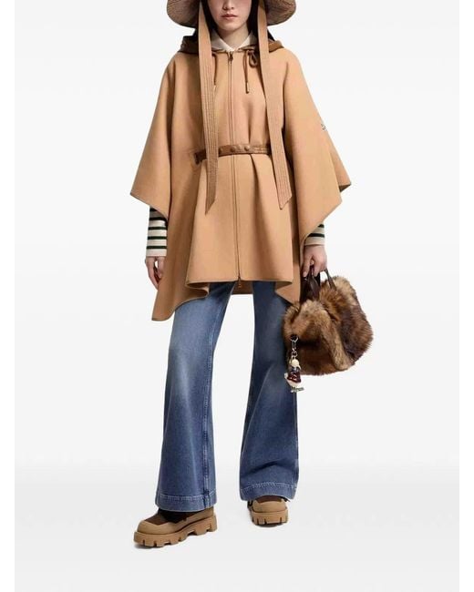 Moncler Natural Padded Wool Blend Cape