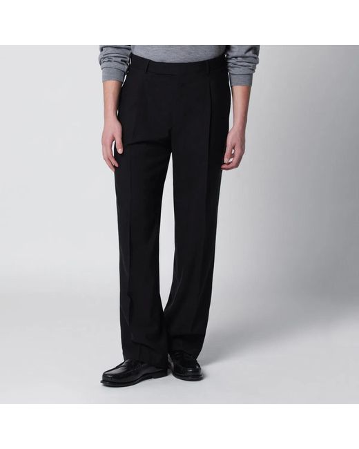 PT01 Black Wool Trousers for men