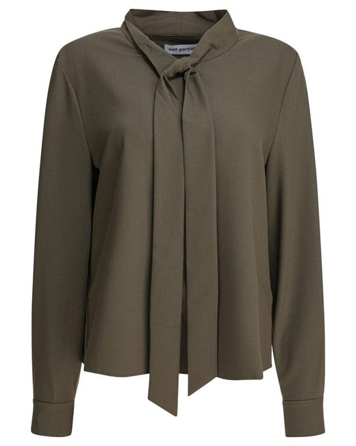 Self-Portrait Green Wool Shirt