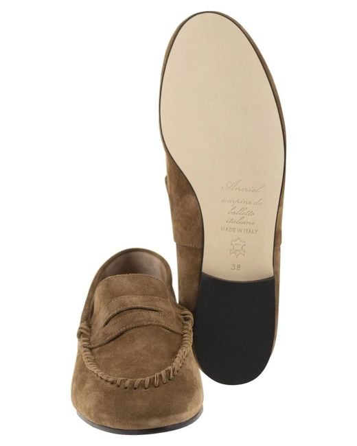 Anniel Brown Classic Suede Loafers