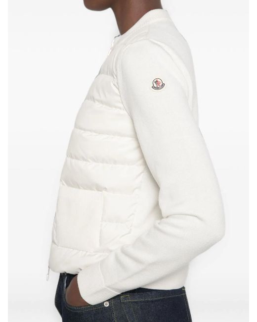 Moncler White Quilted Zip-Up Sweater for men
