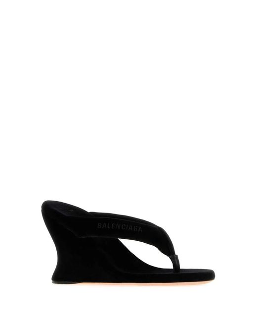 Balenciaga Black Gaeta Wedge Thong Sandals