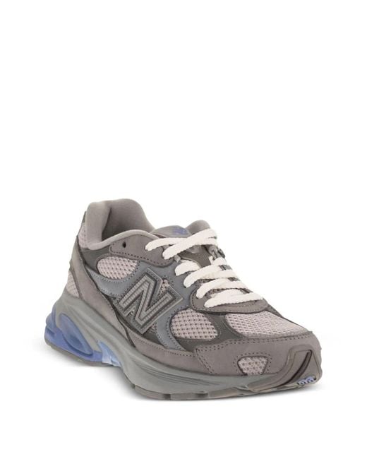 New Balance Gray Leather Synthetic Mesh Sneakers