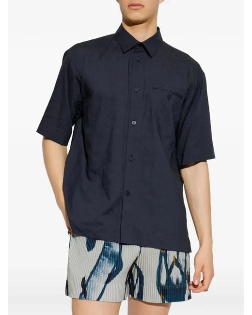 HOMME PLISSÉ Blue Homme Plisse Homme Plisse Issey Miyake Chest-Pocket Short-Sleeve Shirt for men