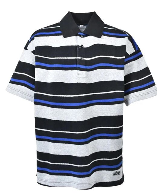 Napapijri Blue Striped Cotton Tee Shirt for men