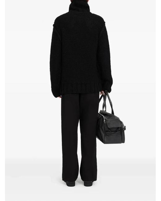 MM6 by Maison Margiela Black Chunky Wool Turtleneck Jumper for men