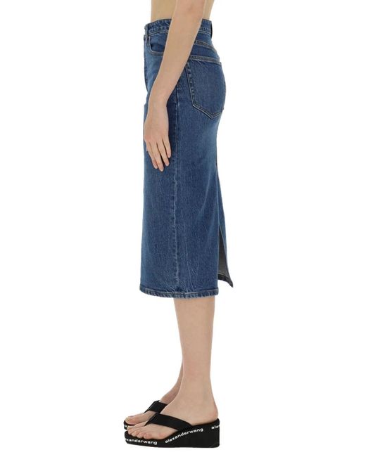 T By Alexander Wang Blue Alexanderwang.T Midi Skirt