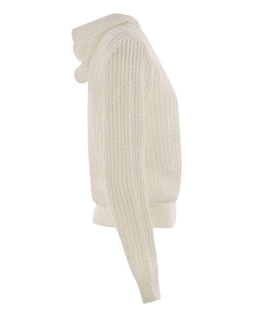 Peserico Natural Pure Cotton Cordonet Jumper With Sequins