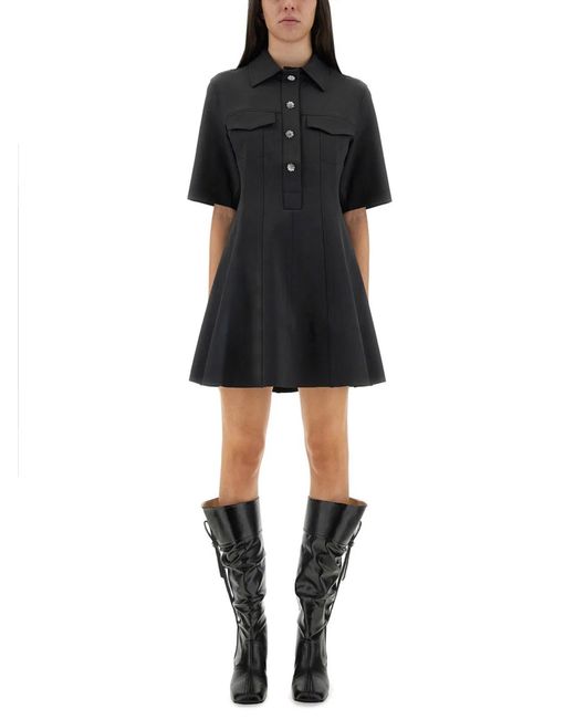 Ganni Black Mini Dress With Scalloped Buttons