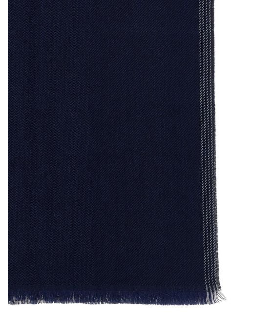 Brunello Cucinelli Blue Cashmere Blend Scarf for men