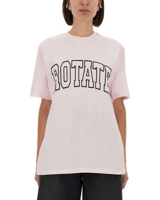 ROTATE BIRGER CHRISTENSEN Pink Rotate Birger Christensen Jersey T-Shirt