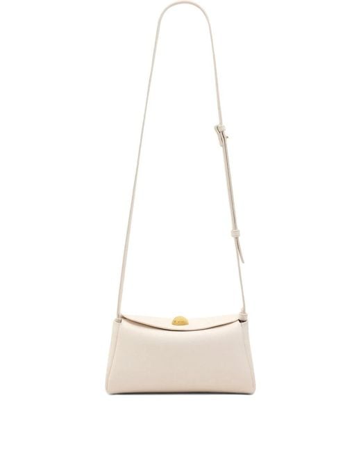 AMI White Mini Carrousel Leather Shoulder Bag