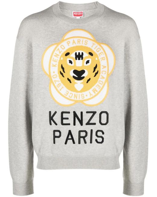 KENZO Gray Jersey With Logo for men