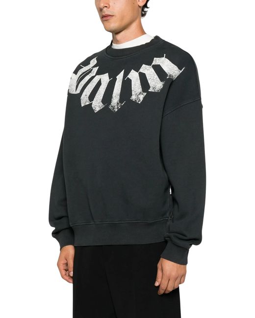 Palm Angels Black Big Neck Logo Loose-Fit Sweatshirt for men