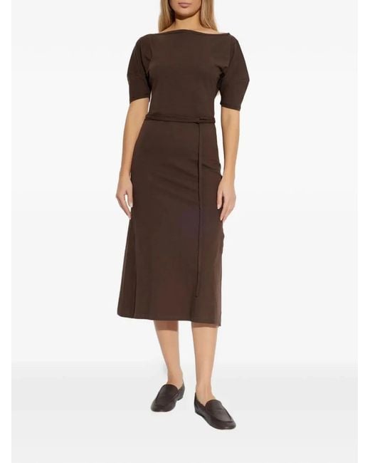 Lemaire Brown Cotton And Linen Midi Dress