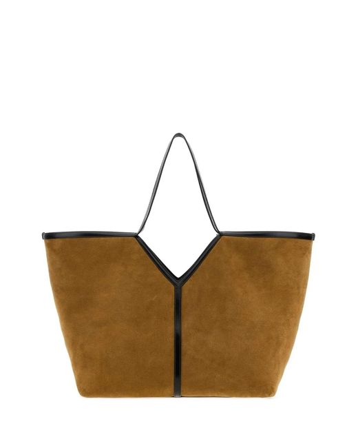 Saint Laurent Brown Biscuit Suede Y Shopping Bag
