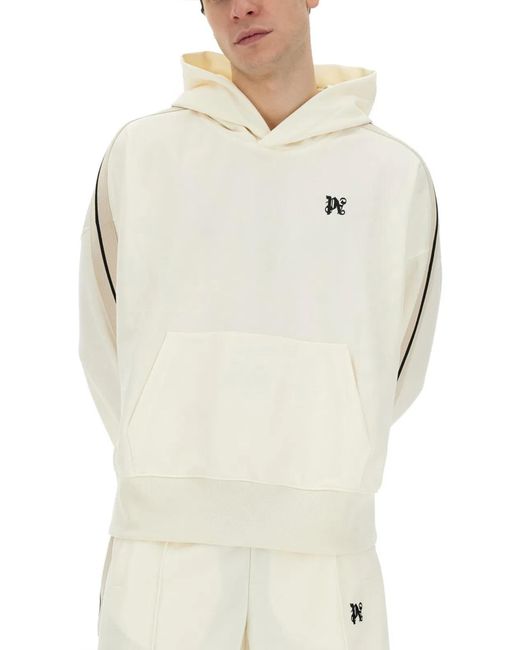 Palm Angels White Monogram Sweatshirt for men