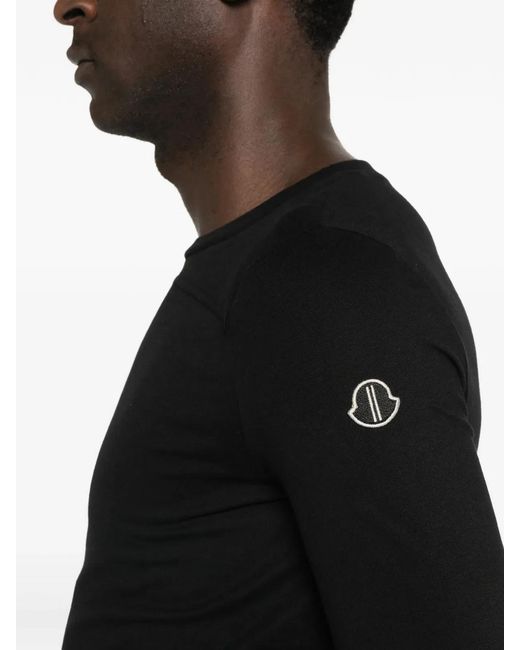 Moncler Black Cotton Knitted Girder T-Shirt