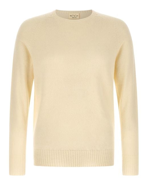 Ma'ry'ya Natural Crew-Neck Sweater With Slits for men