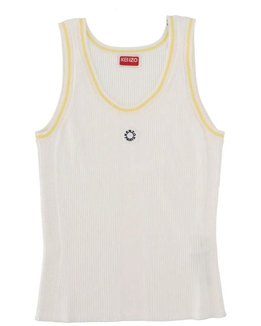 KENZO White Tank Top "Boke Flower 2.0"
