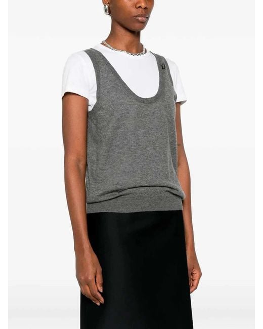 Prada Gray Cashmere V Neck