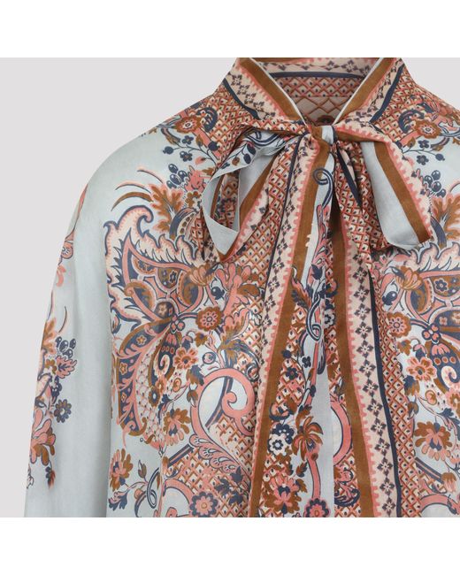 Zimmermann Multicolor Paisley Floral Aster Tie Neck Blouse