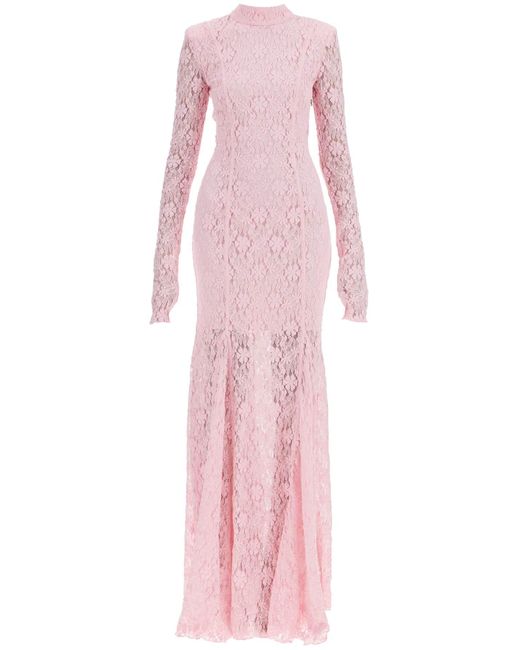 ROTATE BIRGER CHRISTENSEN Pink Long Lace Dress With Open Back For Special Occasions
