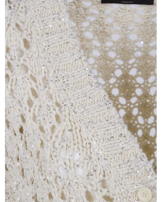 Fabiana Filippi Gray Openwork Knit V Neck Shirt