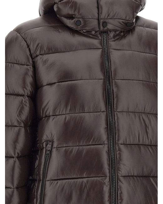 Save The Duck Gray Slouch-Hood Quilted Jacket for men