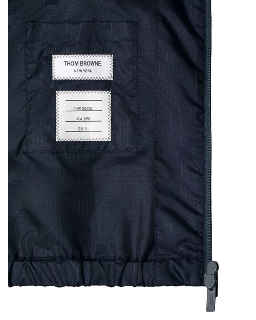 Thom Browne Blue Shiny Ripstop 4-Bar Track Jacket for men
